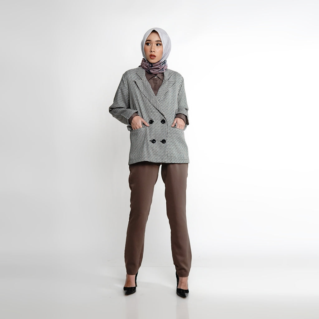 Tweed Blazer White-Black