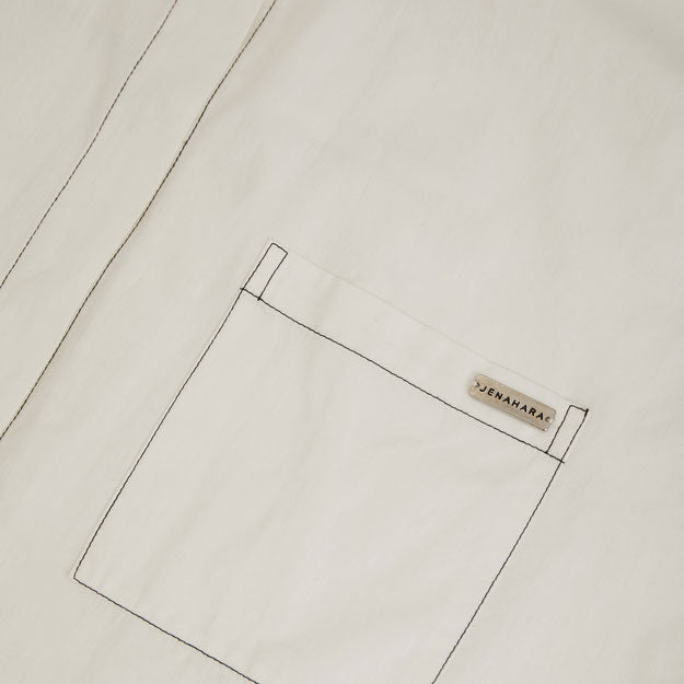 Ikigai Contrast Stitching Shirt White