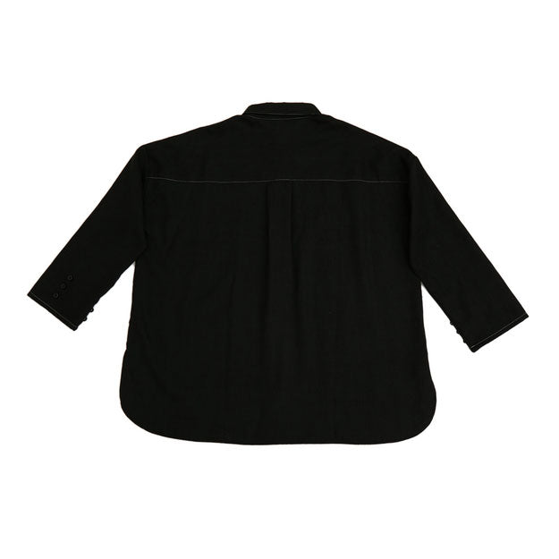 Ikigai Contrast Stitching Shirt Black