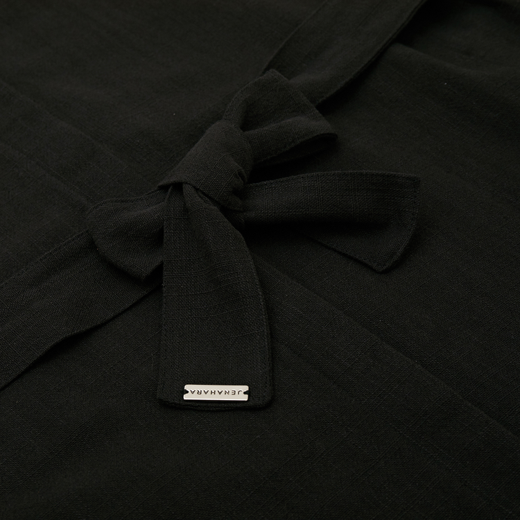 Round Neck Shirt Dress Black