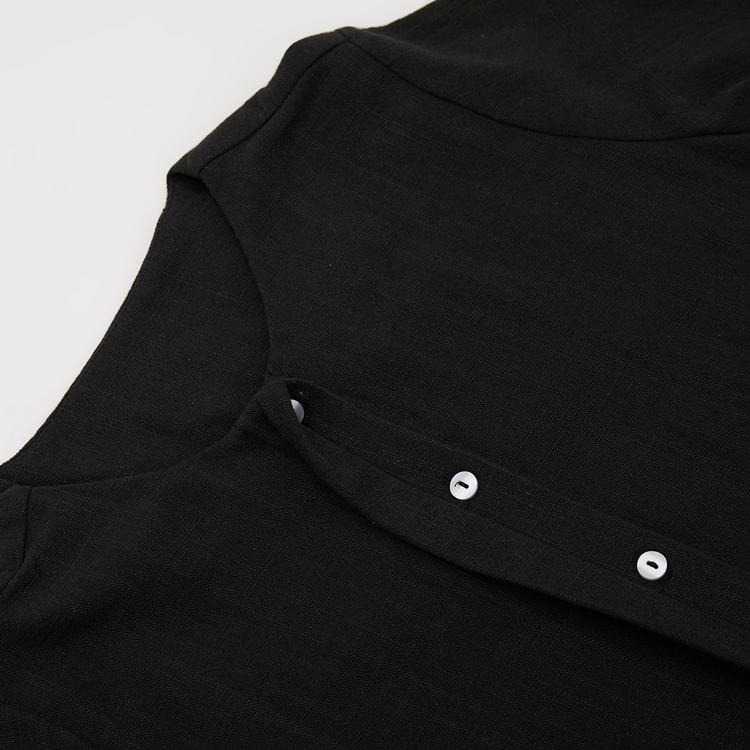 Round Neck Shirt Dress Black
