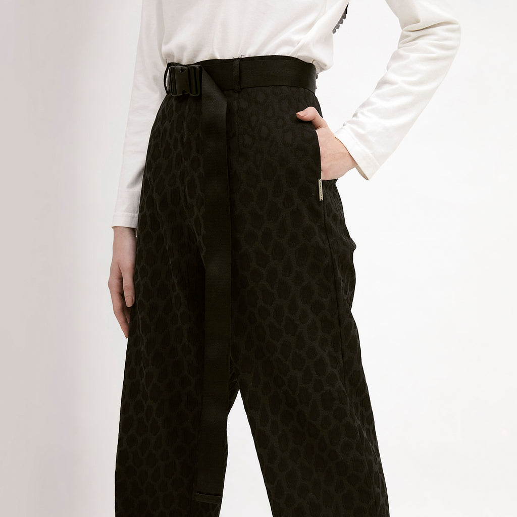Belted Straight Pants Black