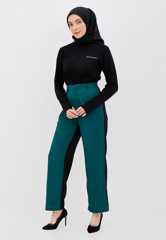 TWO-TONE STRAIGHT PANTS